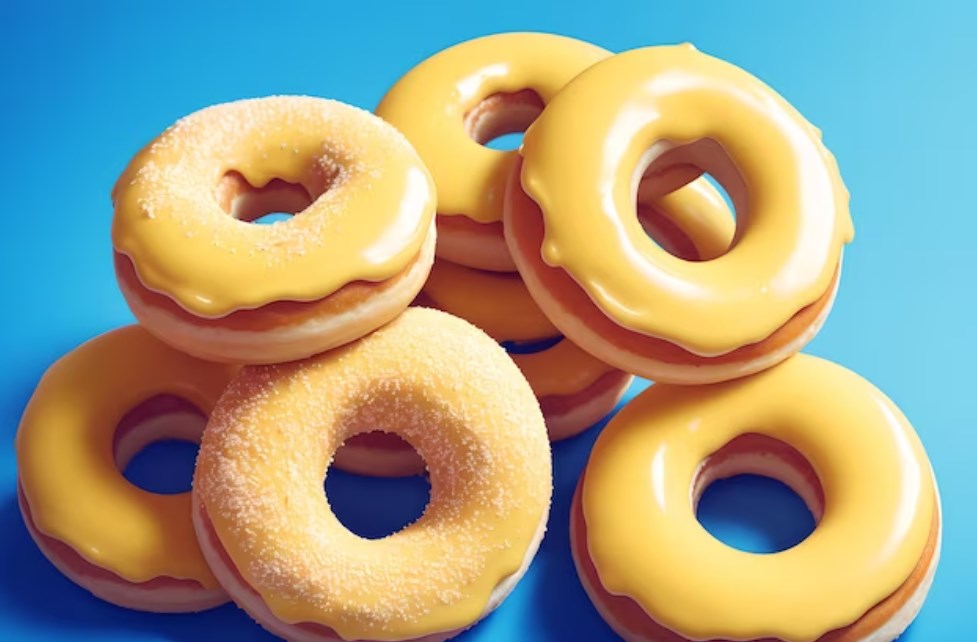 cake donuts assorted donuts covered with yellow glaze and sugar powder