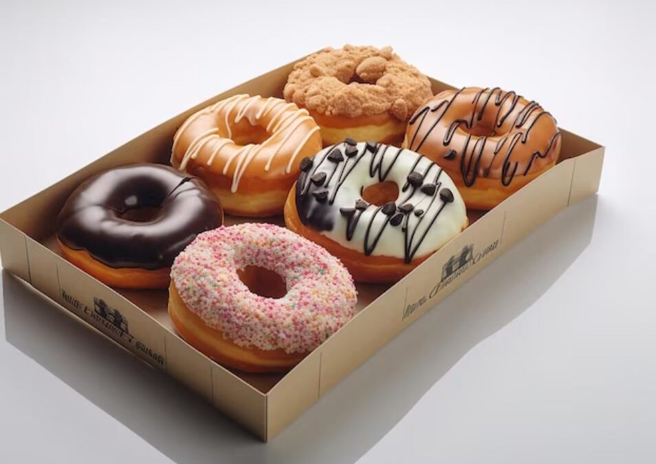 a box of various donuts with different glazes and melts
